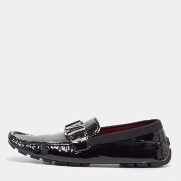 Pre Owned Louis Vuitton Black Patent Leather Monte Carlo Loafers Size 40.5