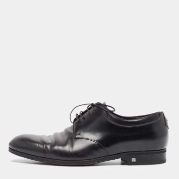 Pre Owned Louis Vuitton Black Leather Lace Up Oxford Size 41