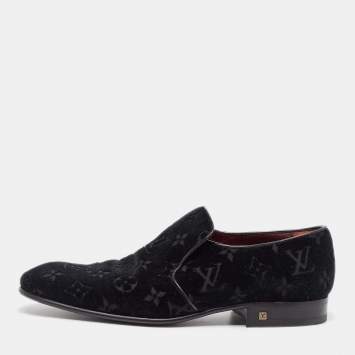 Pre Owned Louis Vuitton Black Velvet Slip On Loafers Size 40