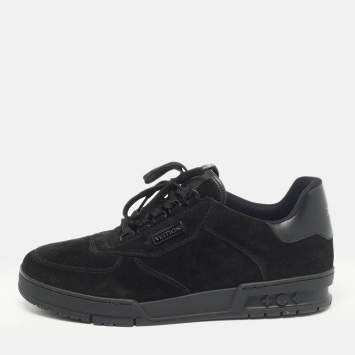Pre Owned Louis Vuitton Black Suede LV Trainer Sneakers Size 41.5