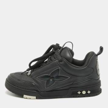 Pre Owned Louis Vuitton Black Leather LV Skate Sneakers Size 45