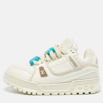 Pre Owned Louis Vuitton White Leather LV Trainer Maxi Sneakers Size 44