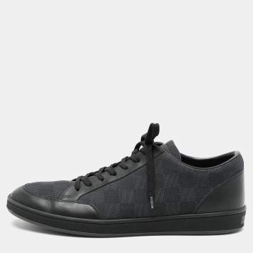 Pre Owned Louis Vuitton Blue Damier Cobalt Neoprene and Leather Offshore Sneakers Size 41.5