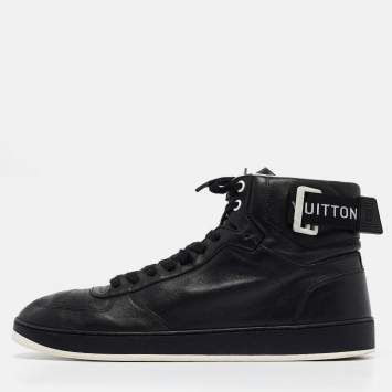Pre Owned Louis Vuitton Black Leather High Top Sneakers Size 43