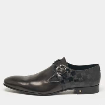 Pre Owned Louis Vuitton Black Damier Embossed Leather Delaware Loafers Size 47