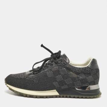 Pre Owned Louis Vuitton Black Canvas Leather Run Away Lace Up Sneakers Size 40