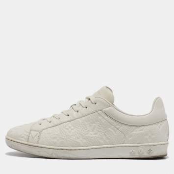 Pre Owned Louis Vuitton White Leather Luxembourg Lace Up Sneakers 41.5