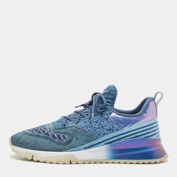 Pre Owned Louis Vuitton Blue Knit Fabric V.N.R Sneakers Size 43