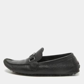 Pre Owned Louis Vuitton Black Leather Hockenheim Slip on Loafers Size 40