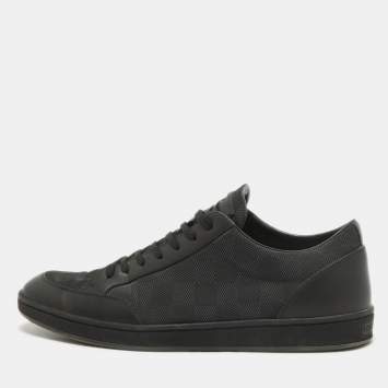 Pre Owned Louis Vuitton Black Damier Graphite Fabric and Leather Offshore Sneakers Size 42.5