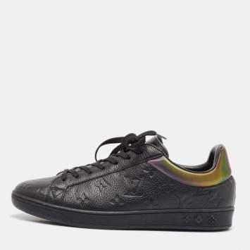 Pre Owned Louis Vuitton Black Monogram Leather Luxembourg Sneakers Size 41