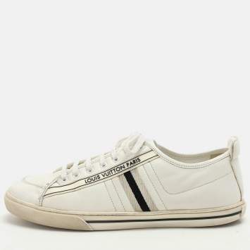 Pre Owned Louis Vuitton White Leather Low Top Sneakers Size 42