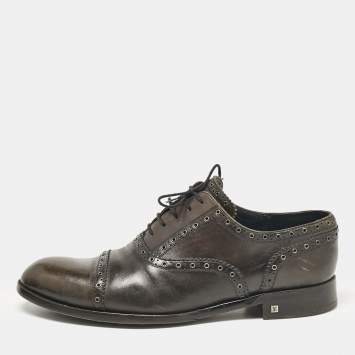Pre Owned Louis Vuitton Dark Grey Leather Brogues Oxford Size 44