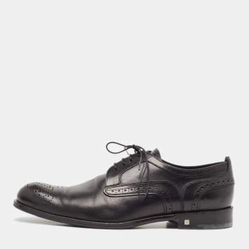 Pre Owned Louis Vuitton Black Brogue Leather Lace Up Oxfords Size 43
