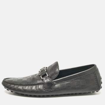 Pre Owned Louis Vuitton Black Leather Monte Carlo Slip On Loafers Size 43