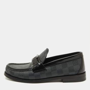 Pre Owned Louis Vuitton Damier Graphite Canvas and Leather Major Loafers Size 39