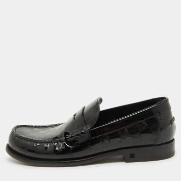 Pre Owned Louis Vuitton Black Damier Infini Leather Graduation Loafers Size 42
