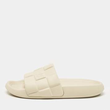 Pre Owned Louis Vuitton Beige Maxi Damier Rubber Waterfront Pool Slides Size 43