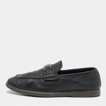 Pre Owned Louis Vuitton Black Leather Estate Slip On Loafers Size 42