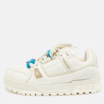 Pre Owned Louis Vuitton White Leather LV Trainer Maxi Sneakers Size 44