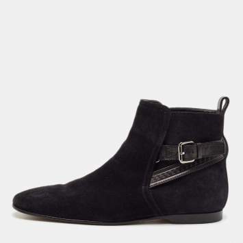 Louis Vuitton Black Suede Warren Ankle Length Boots Size 42.5
