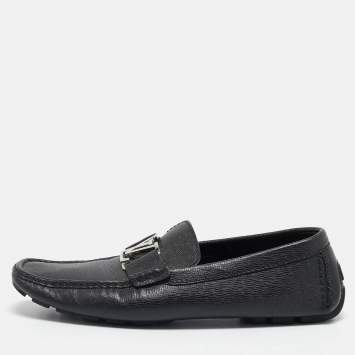 مملوكة مسبقًا Louis Vuitton Black Leather Monte Carlo Slip On Loafers Size 42