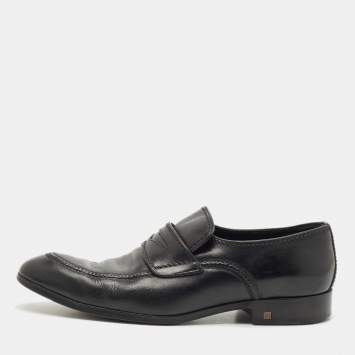 Louis Vuitton Black Leather Slip On Loafers Size 41