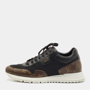Louis Vuitton Black Monogram Canvas and Leather Run Away Low Top Sneakers Size 43
