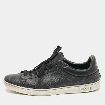 Louis Vuitton Black Monogram Eclipse Frontrow Low Top Sneakers Size 42.5