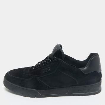 Louis Vuitton Black Suede and Leather LV Trainer Sneakers Size 45.5