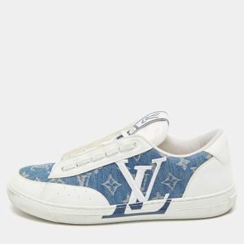 Louis Vuitton White/Blue Denim and Leather Charlie Sneakers  Size 42