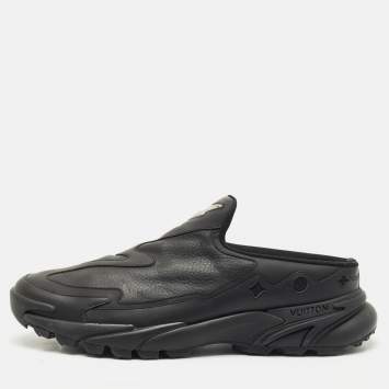 Louis Vuitton Black Leather LV Runner Tatic Sneaker Mules Size 45