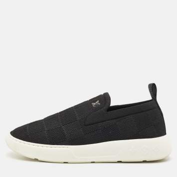 Louis Vuitton Navy Blue Knit Fabric Pacific Slip On Sneakers Size 41.5