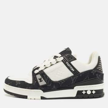 Louis Vuitton Black/White Denim and Leather LV Trainer #54 Sneakers Size 40.5