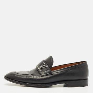 Pre Owned Louis Vuitton Black Leather Saint German Slip On Loafers Size 40.5