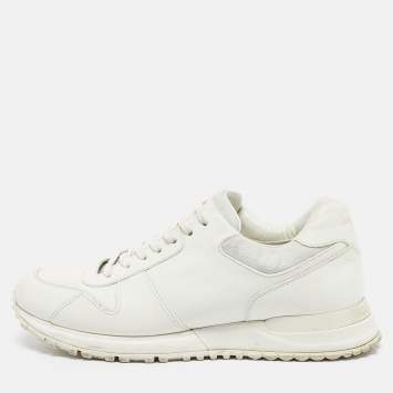 Pre Owned Louis Vuitton White Leather and Canvas Run Away Low Top Sneakers Size 40.5