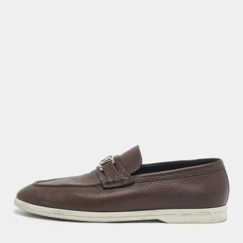 Pre Owned Louis Vuitton Brown Leather Estate Loafers Size 44