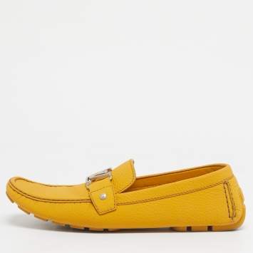 Pre Owned Louis Vuitton Yellow Leather Monte Carlo Loafers Size 46