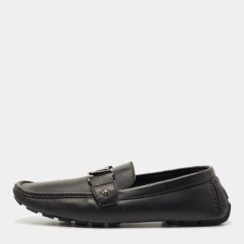 Pre Owned Louis Vuitton Black Leather Monte Carlo Loafers Size 42.5