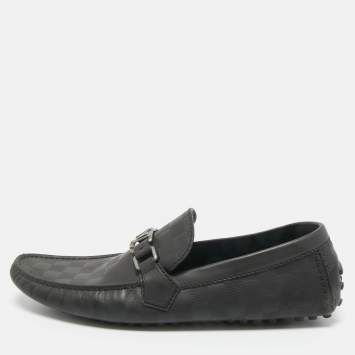 Pre Owned Louis Vuitton Black Leather Monte Carlo Loafers Size 44.5
