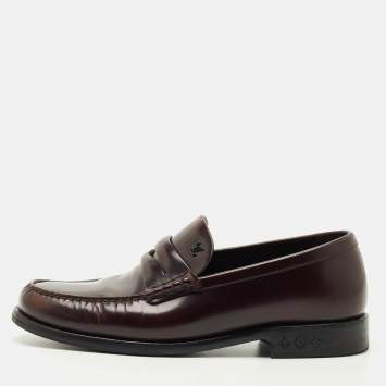 Pre Owned Louis Vuitton Burgundy Leather Major loafers Size 41.5