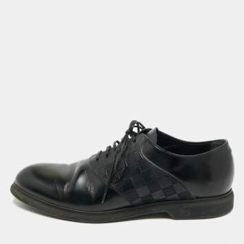 Pre Owned Louis Vuitton Black Leather Lace Up Derby Size 40.5