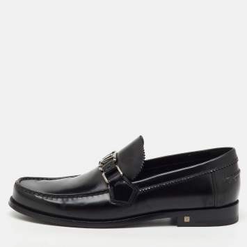 Pre Owned Louis Vuitton Black Leather Major Slip On Loafers Size 40