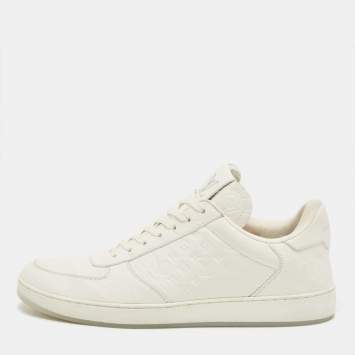 Pre Owned Louis Vuitton White Leather Rivoli Lace Up Sneakers Size 42