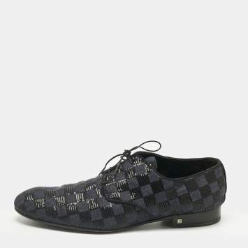 مملوكة مسبقًا Louis Vuitton Blue/Black Denim and Sequins Damier Lace Up Derby Size 45
