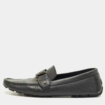 Pre Owned Louis Vuitton Black Leather Monte Carlo Loafers Size 42