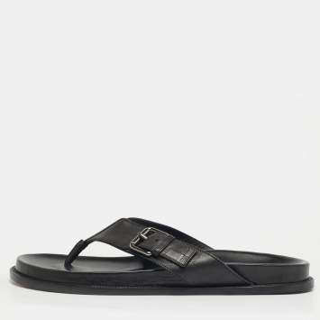 مملوكة مسبقًا Louis Vuitton Size 43 Black Leather Damier Thong Flat Slides