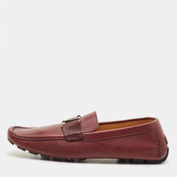 Pre Owned Louis Vuitton Monte Carlo Size 42 Burgundy Leather Loafers
