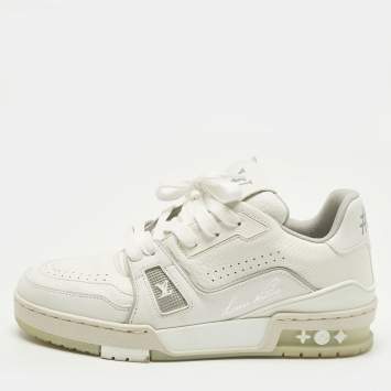 Pre Owned Louis Vuitton LV Trainer Size 35 White Leather Lace Up Sneakers