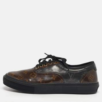 Pre Owned Louis Vuitton Trocadero Size 42.5 Brown/Black Monogram Coated Canvas Low Top Sneakers